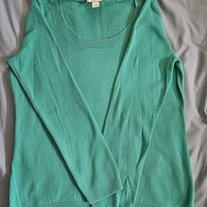 Ann Taylor Loft Green 100% Cotton Light Sweater